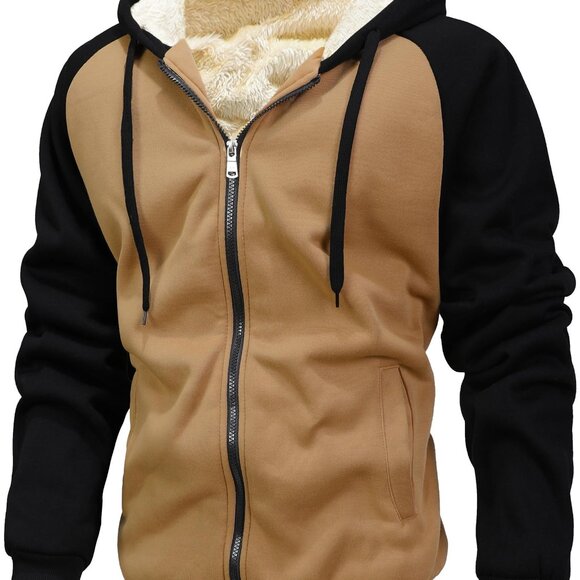 Men's Heavyweight Fleece Hoodie Full Zip Warm Winter Outerwear Cozy Casual
